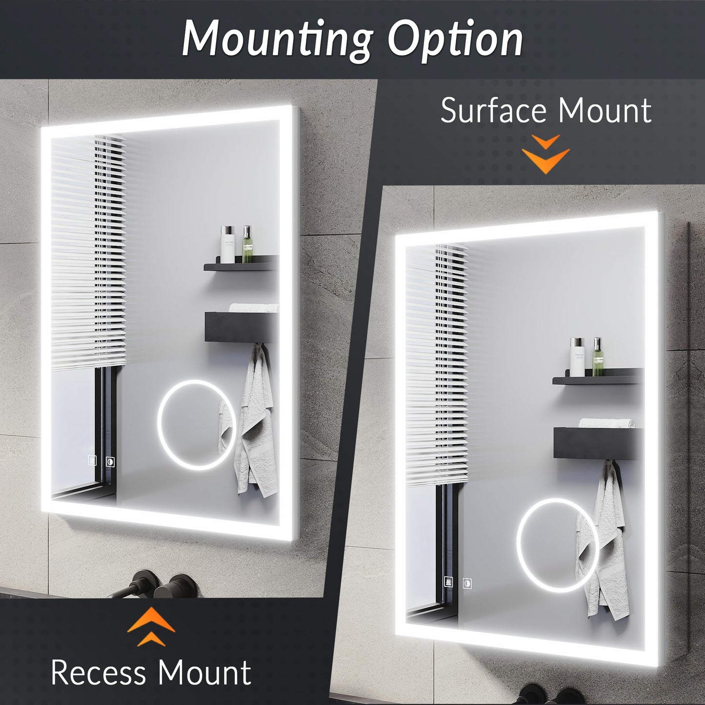 ELEGANT Bathroom Mirror Cabinet with Lights & Shaver Socket, 500 x 700 mm