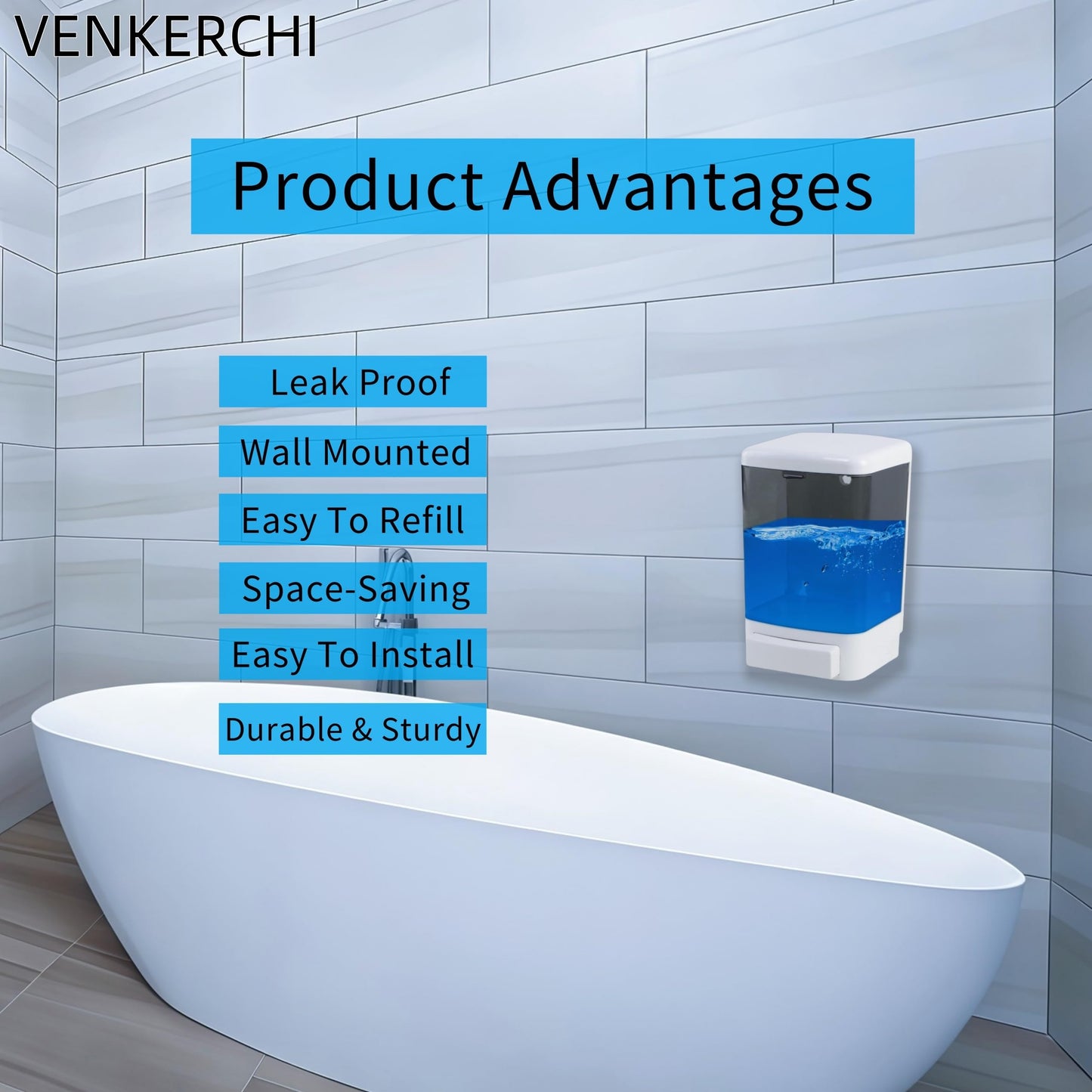 Manual Soap Dispenser Kitchen Bathroom Wall Mounted Soap Dispenser Commercial Soap Dispenser for Liquid Containers Shampoo Gel Chamber Plastic
