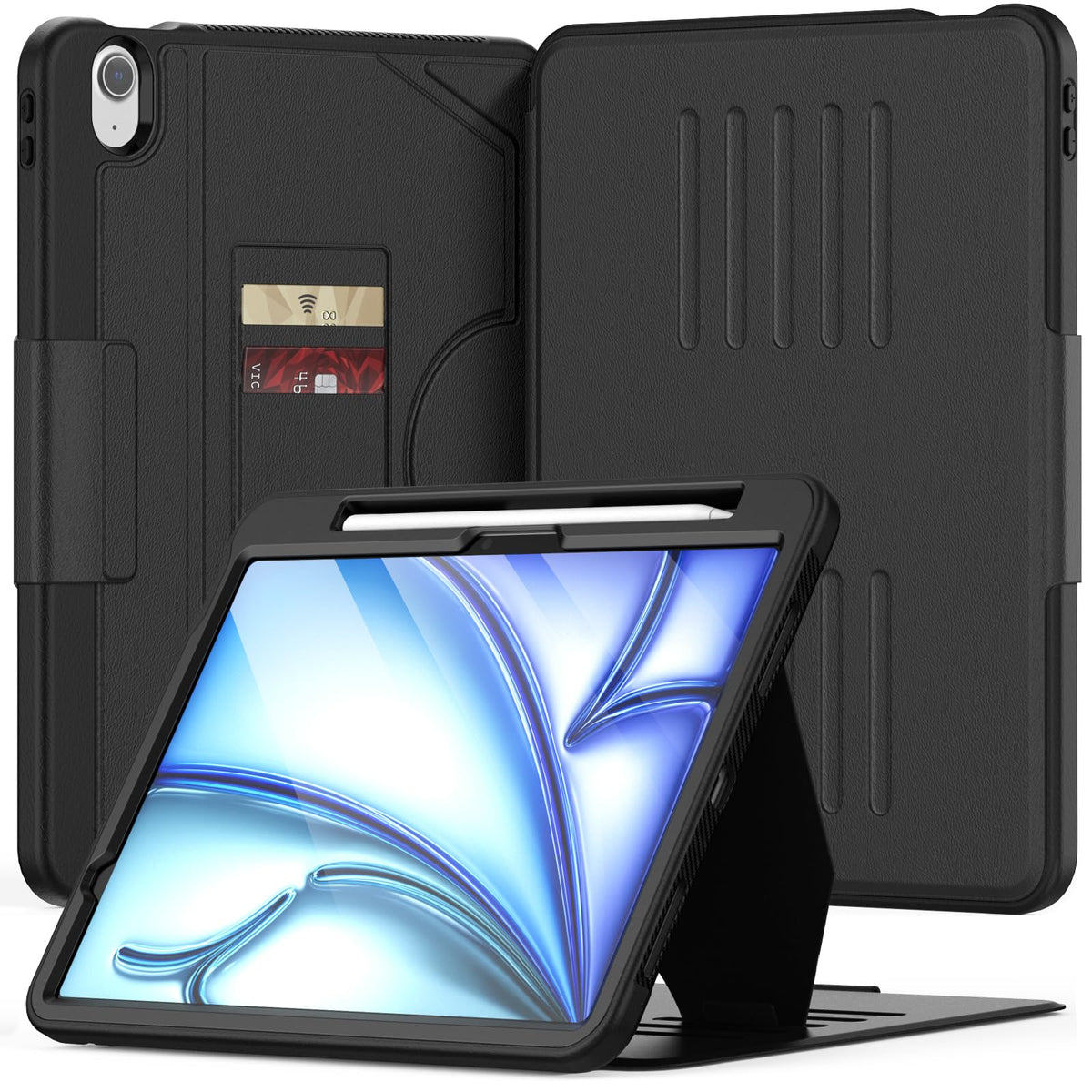 KAIJIAbox Case for iPad Air 11Inch M3/M2 (2025/2024),for iPad Air 7th/6th,Shockproof Cover with Strong Magnetic Multi-Angle Stand,Pencil Holder and