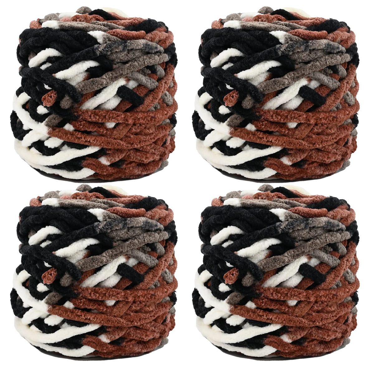 Knitting Wool Yarn 4 x 100g Multi-Colored Soft Chunky Yarn for Crochet Projects Making Plush Balls Handmade Bags Sweaters Shoes Hats Sweaters Blankets