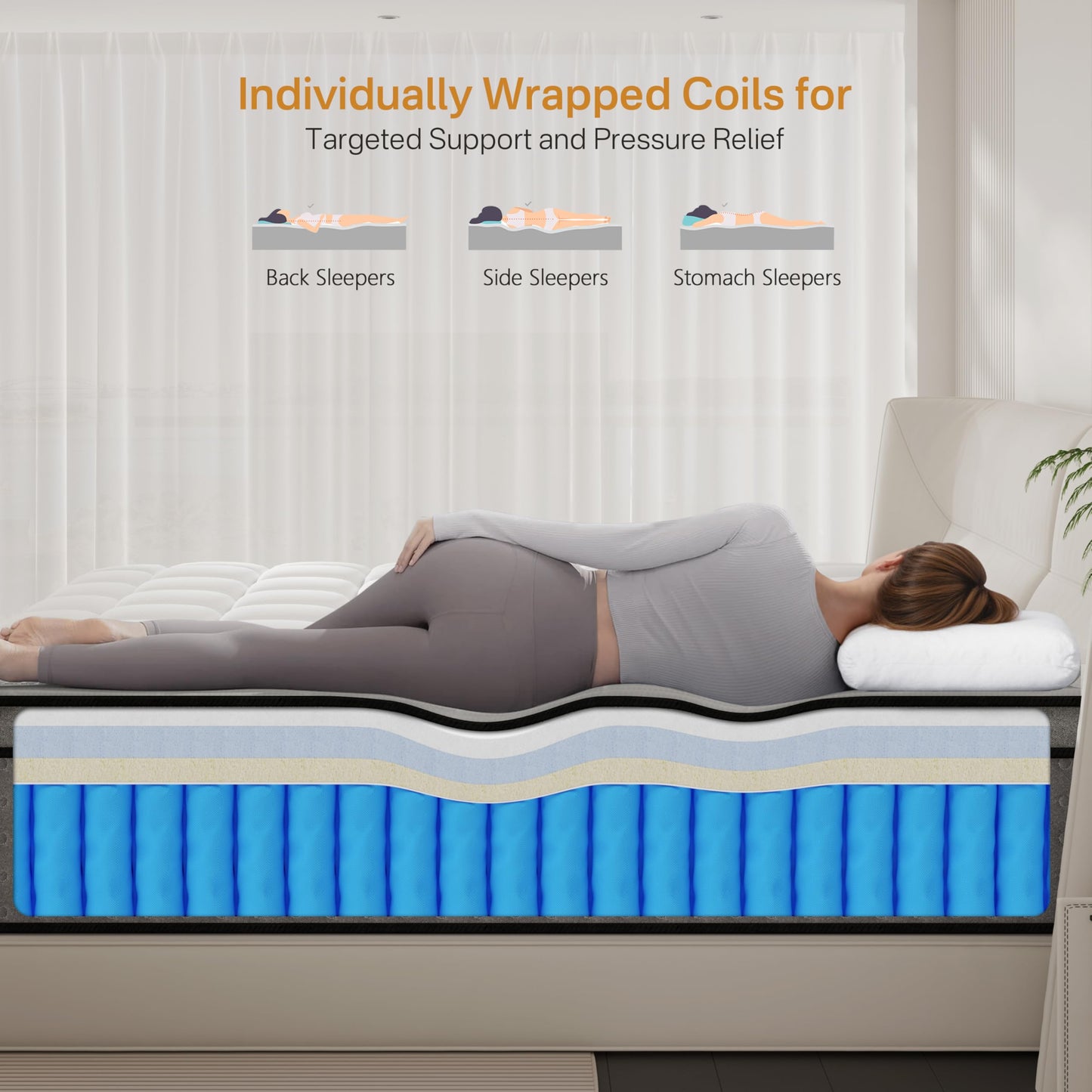 LETMOON Double Memory Foam and Pocket Sprung Hybrid Mattress