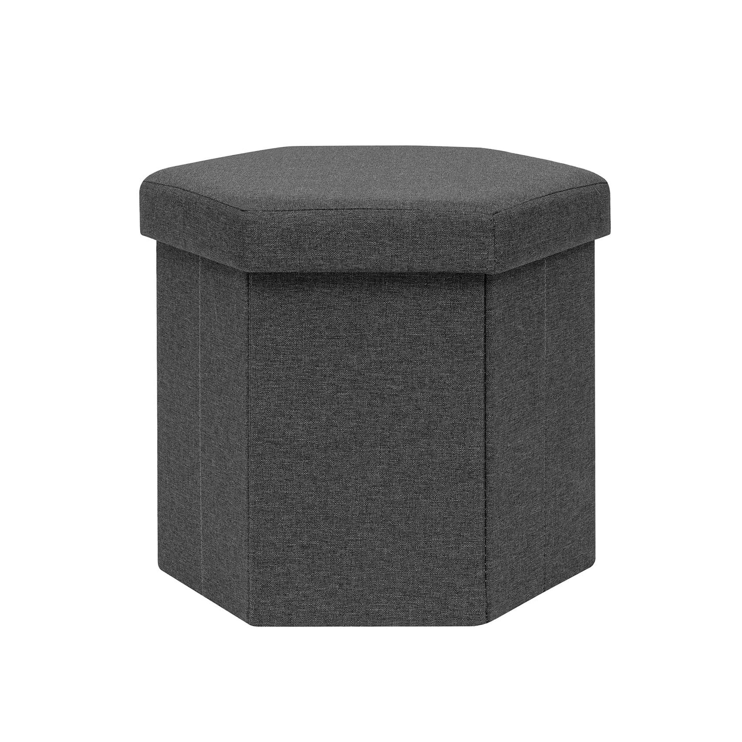 Bonlife Folding Storage Ottoman Hexagonal, Footrest with Toy Ches Box, 43cm