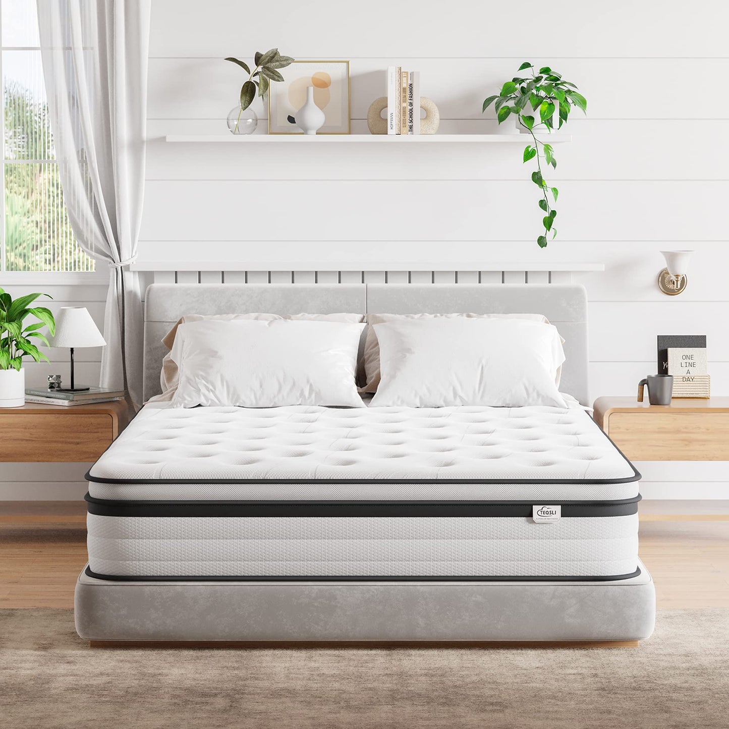 TeQsli Small Double Mattress 4FT Memory Foam Spring Hybrid Mattress 27CM