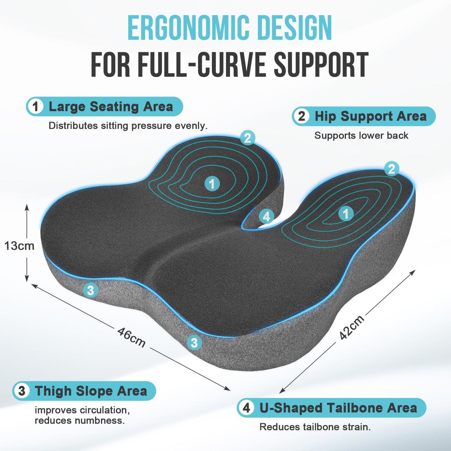 RaMokey Coccyx Cushion for Tailbone Pain, Memory Foam Seat Cushion