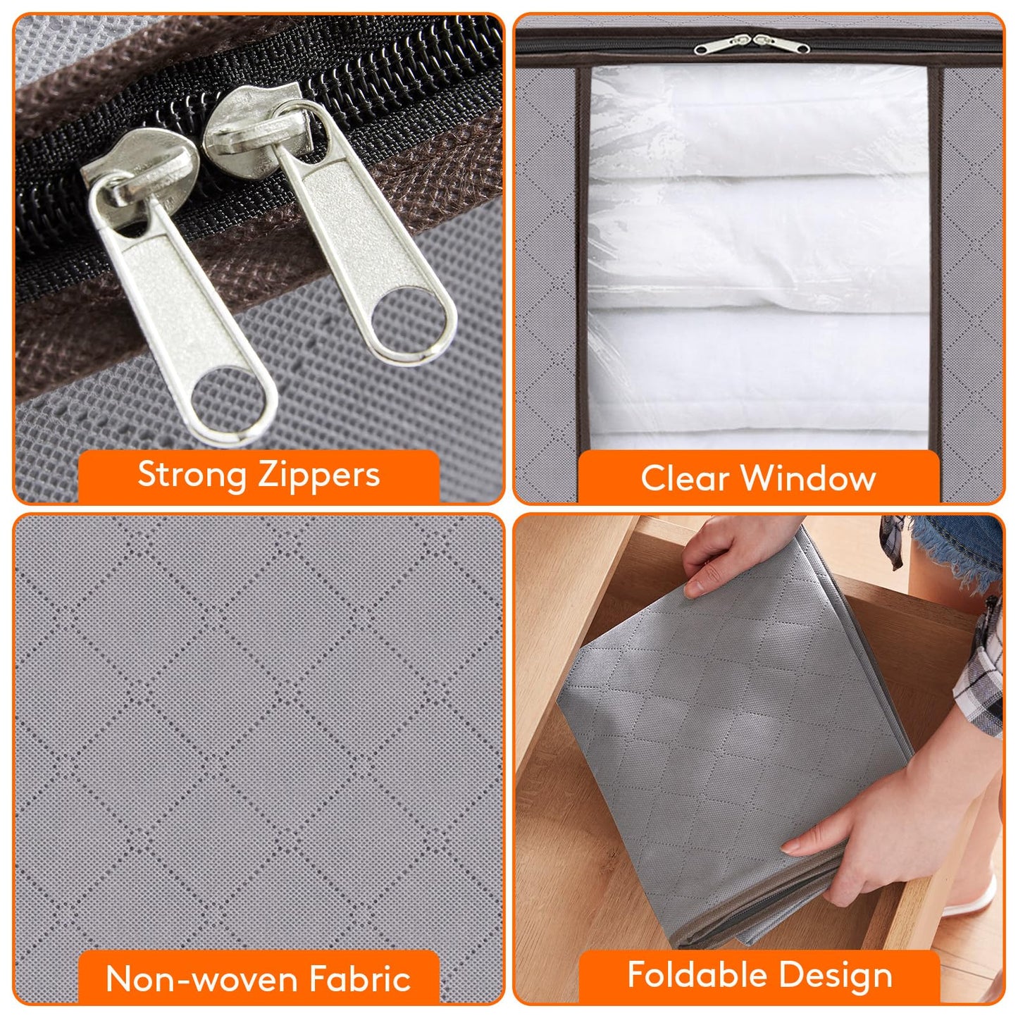 Lifewit 120L Clothes Storage Bags Large Storage Box With Lid Packing Boxes for Moving House With Reinforced Handle Thick Fabric Clear Window for
