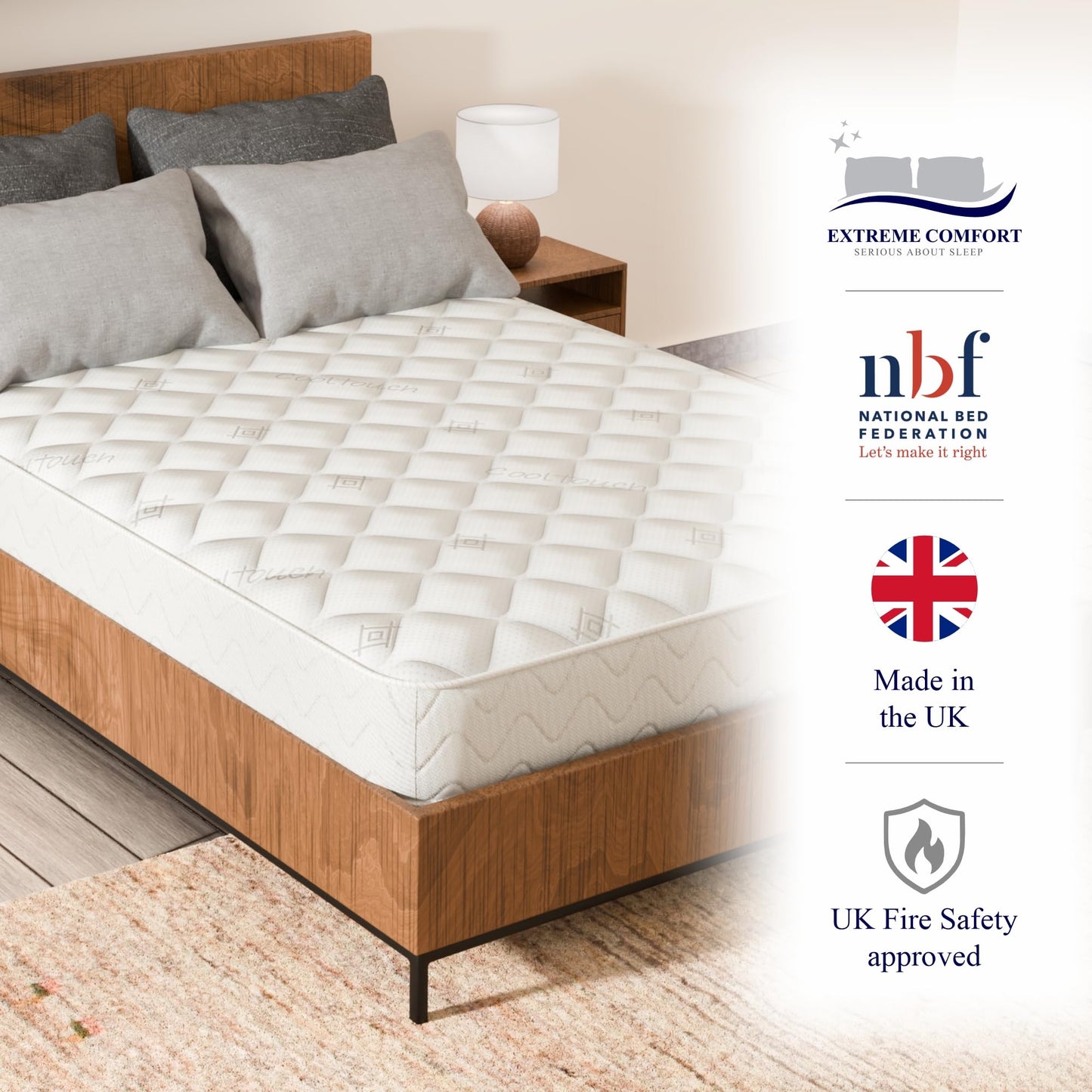 eXtreme comfort ltd Flame Essentials Orthopaedic Single Mattress 3FT (90x190cm) | Firm Support Foam | Maximum Value All-Foam | 14cm Deep | UK Made
