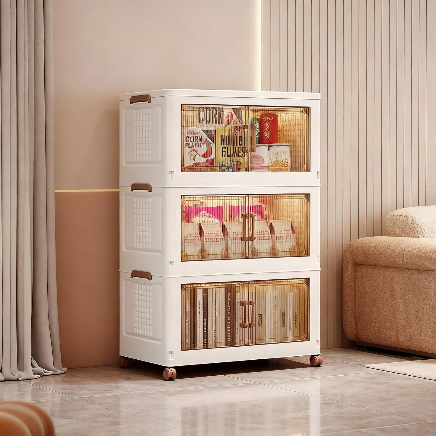 Roqao 3-Tier Folding Storage Cupboard, 72L