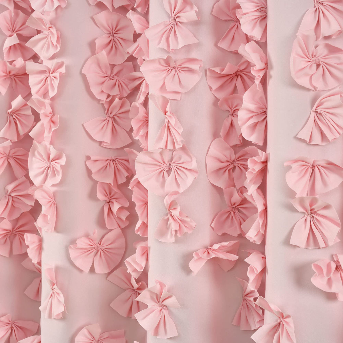 Lush Decor Riley Shower Curtain, 72" W x 72" L, Pink - Luxury Shower Curtain With Bows - Charming Texture