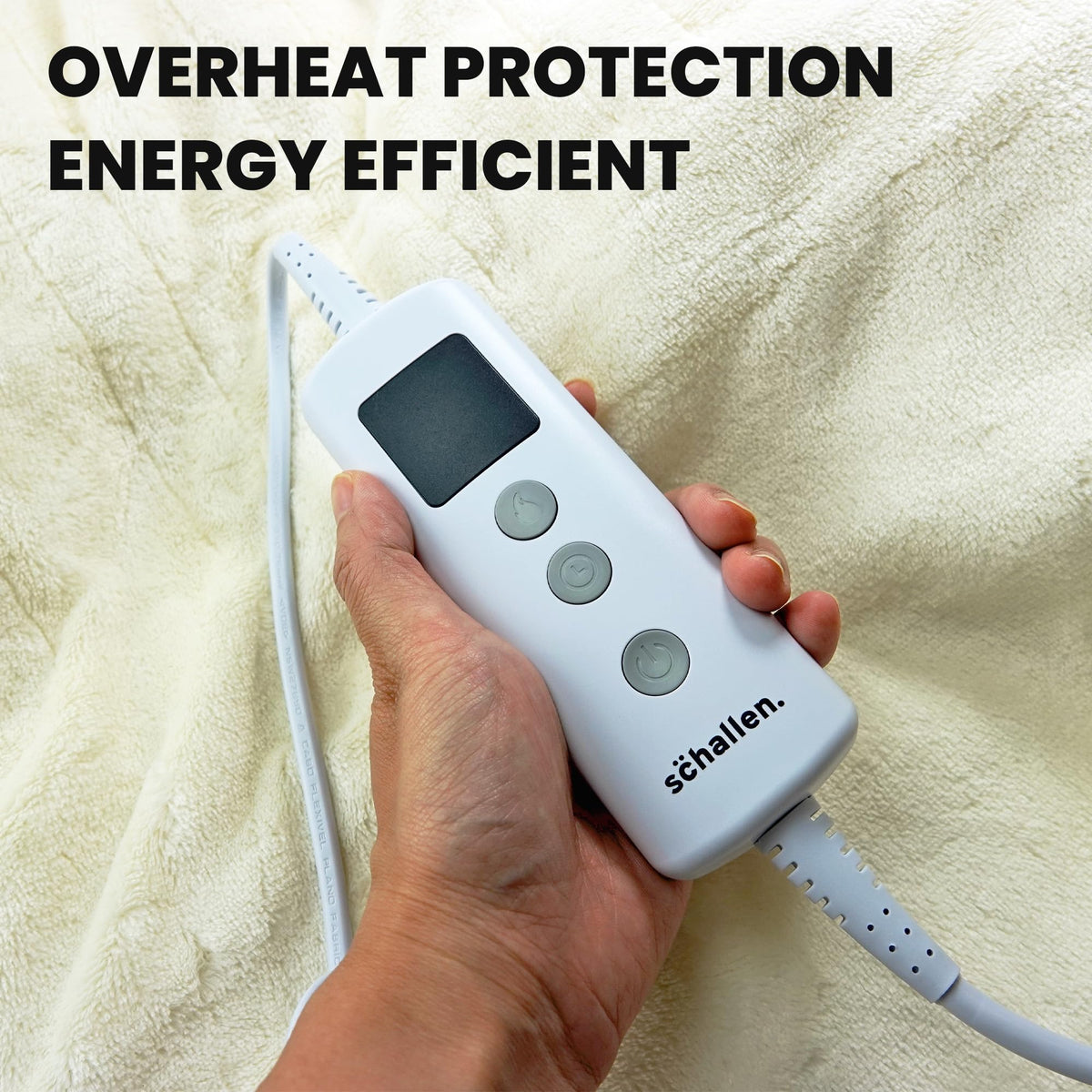 Schallen 120x160cm Soft Heated Warm Throw Over Blanket with Timer and 10 Heat Settings (cream)