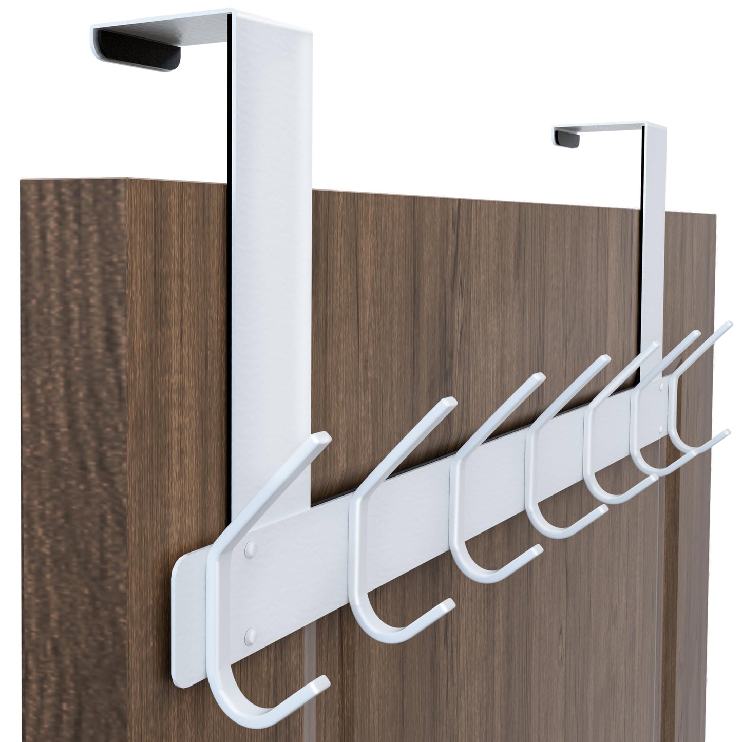 HONSKY Foldable Over Door Hook,Over The Door Hanger/Towel Rack,7 Double Iron Hooks for Entry & Room Door,Hanging Coat,Towel,White
