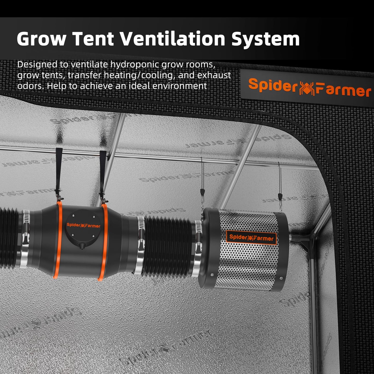 SPIDER FARMER 6 Inch Carbon Filter for Grow Tent, Air Carbon Filter with Premium Australia Virgin Charcoal for Grow Tent Fan, Grow Tents, Air