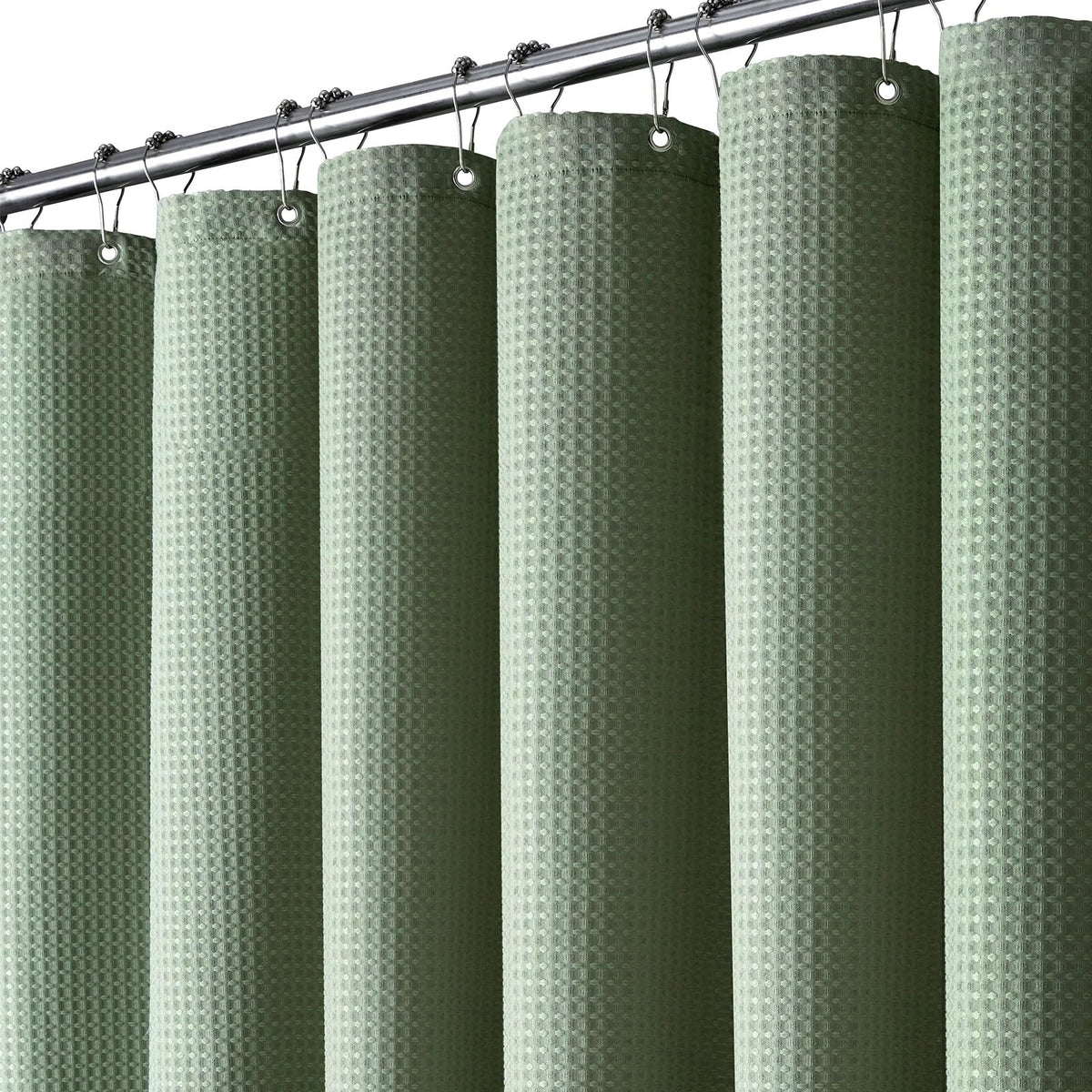 BTTN 122 x 182cm Narrow Waffle Shower Curtain, Small Mould Proof Resistant Heavy Duty Fabric Wet room Shower Curtains, Waterproof Weighted Cloth