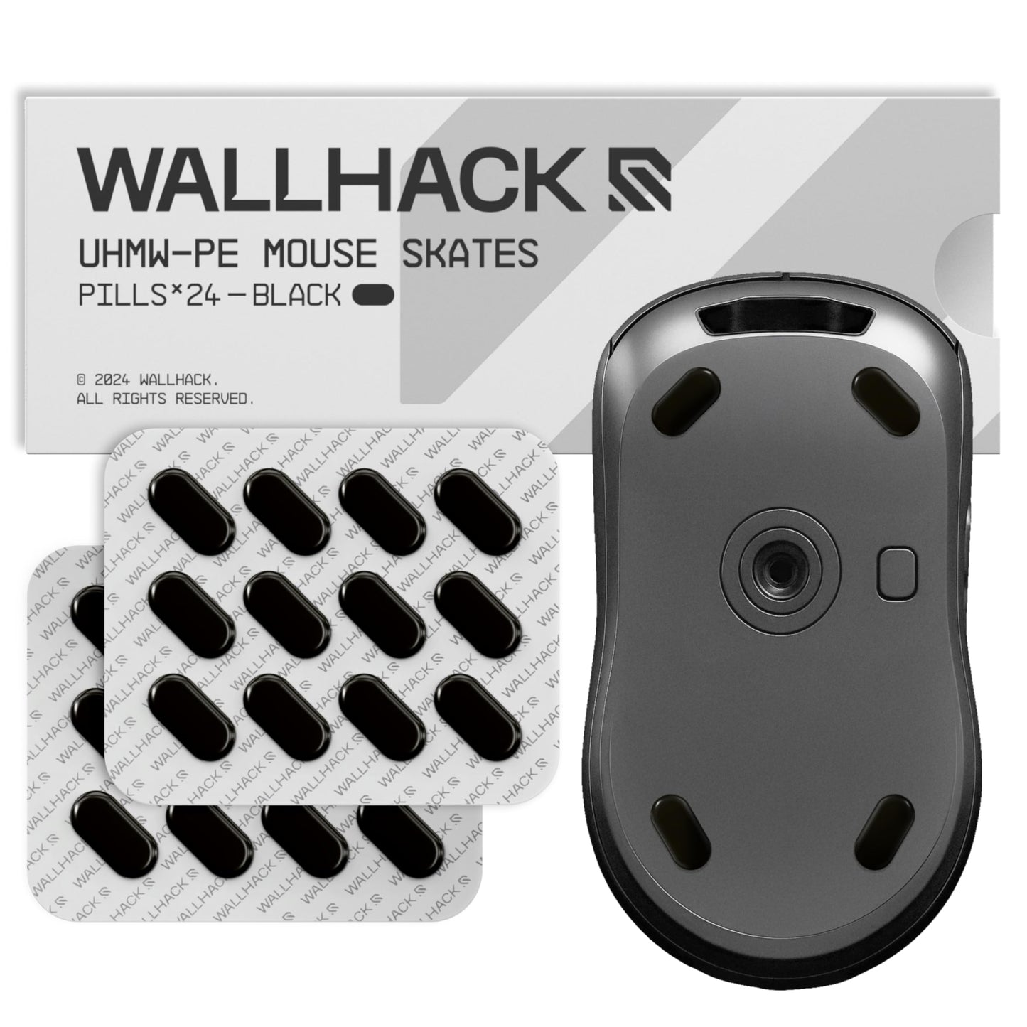 Wallhack UHMW-PE Pill Mouse Skates | Premium Universal Skates for Gaming Mice | Ultra-Smooth Glide on Cloth & Glass Pads | Customize Speed & Control |