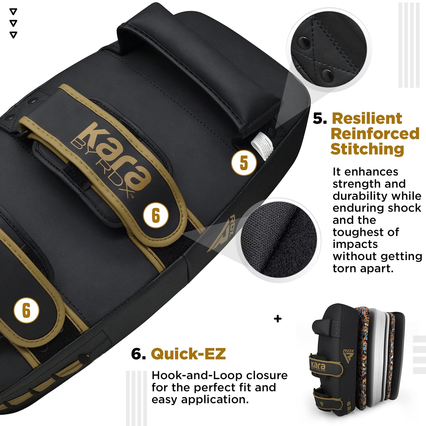 RDX Thai Pads Curved Kickboxing Muay Thai with Solid Handle Grip, Maya Hide Leather KARA Strike Shield for Knees Elbows Kicks Punches, Coaching