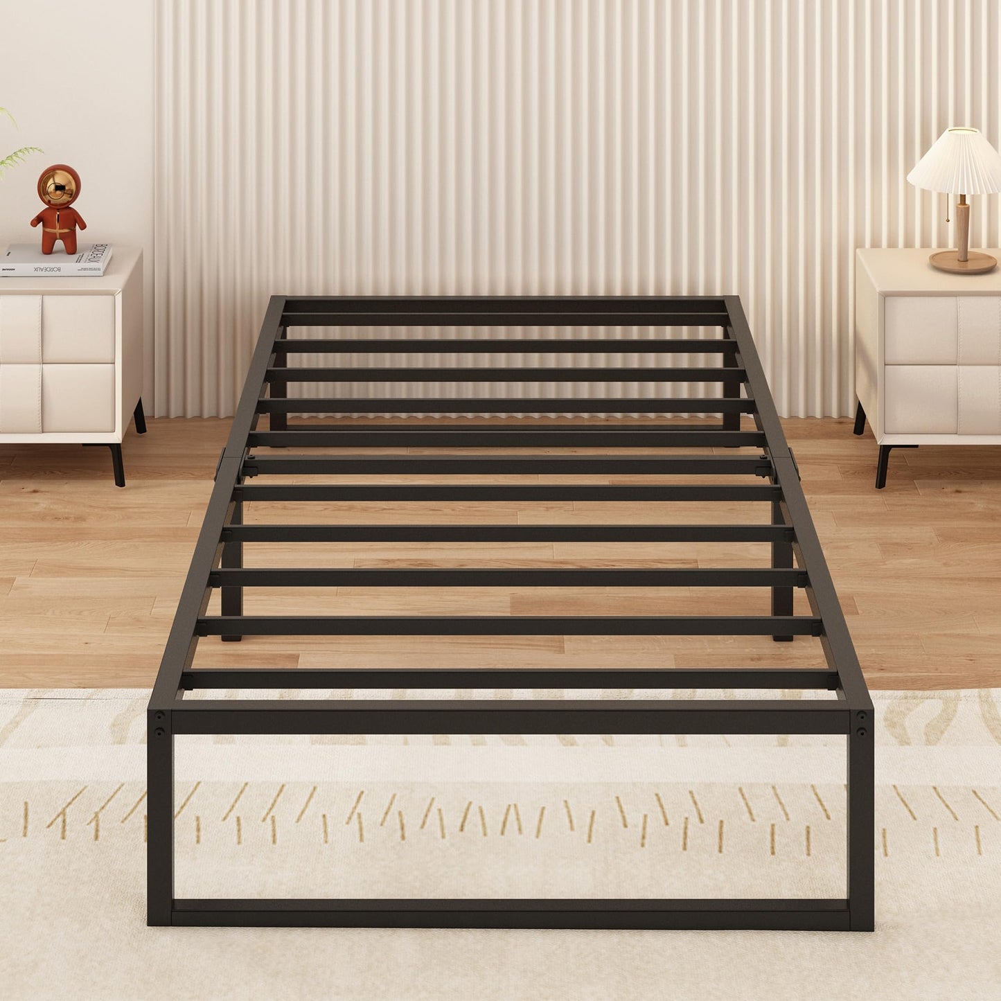 Yicensen Single Bed Frame 90x190 cm Metal Platform Bed Single with Steel Slat Support, Easy Assembly, Noise Free, No Box Spring Needed, 36cm High,