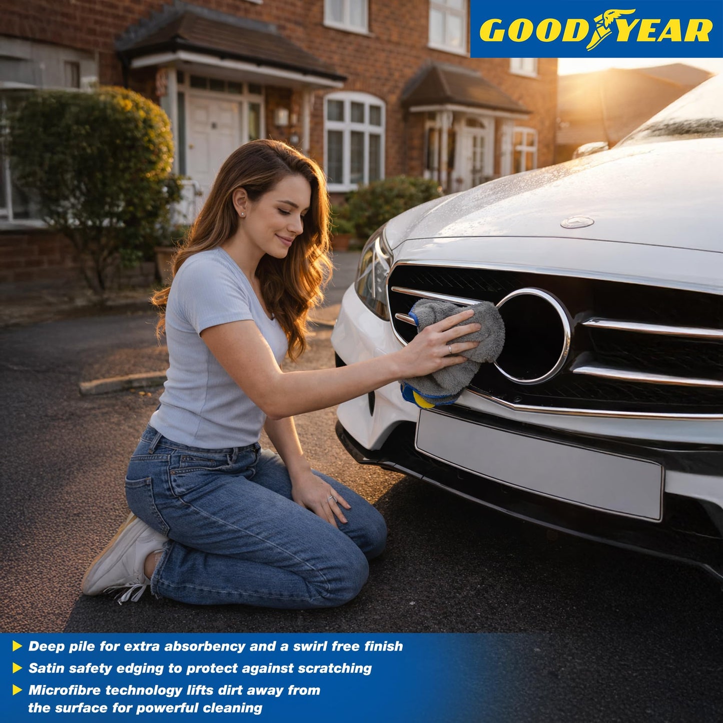 Goodyear Luxury Valet Cloth Large Deep pile for absorbency| For showroom perfect finish |2 in 1 luxury car cloth| Microfibre technology| Cleaning