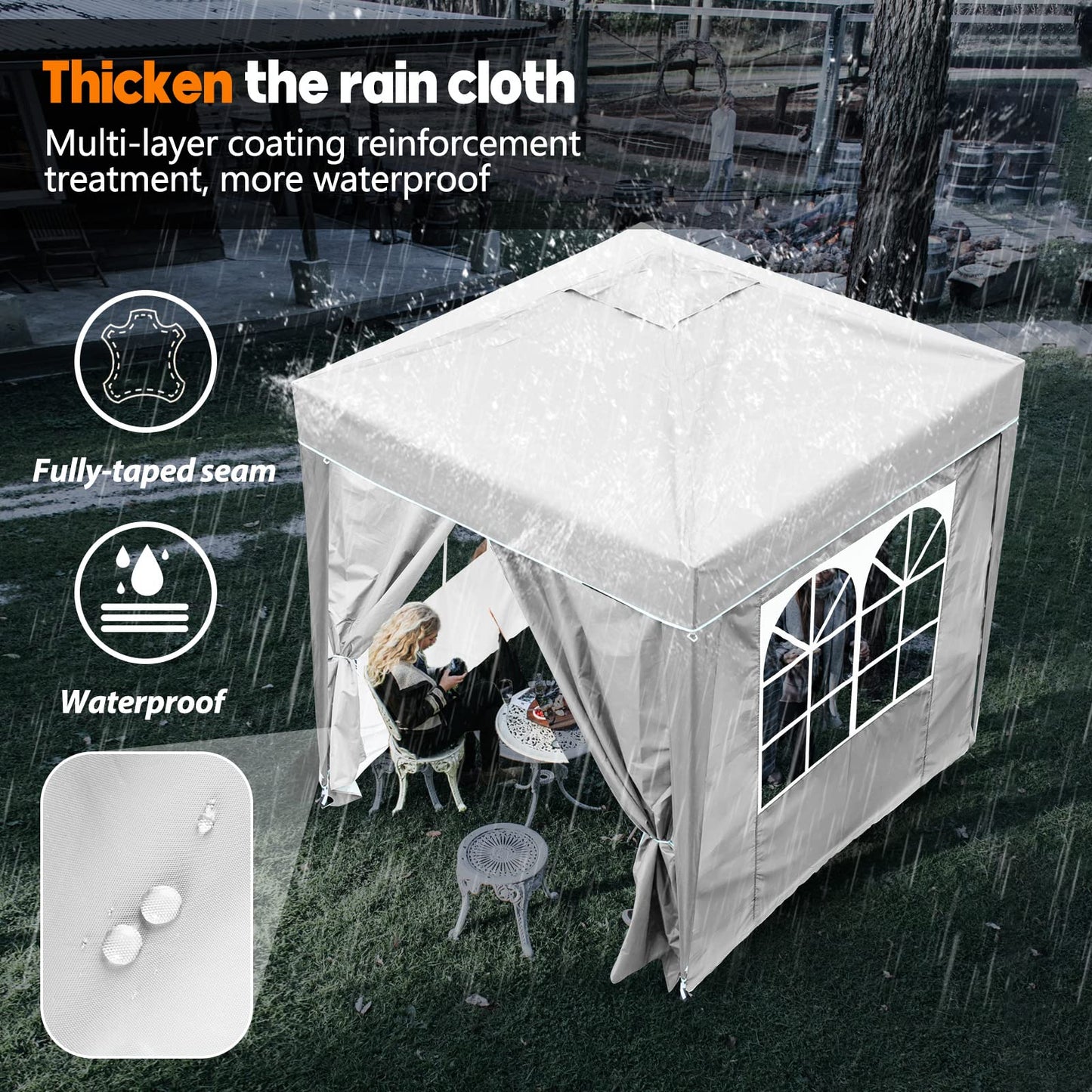 SANHENG Pop Up Gazebo, Pop Up Tent with Weights, Fully Waterproof, All Weather Gazebo ideal for Outdoor Party Camping (2x2m,White)