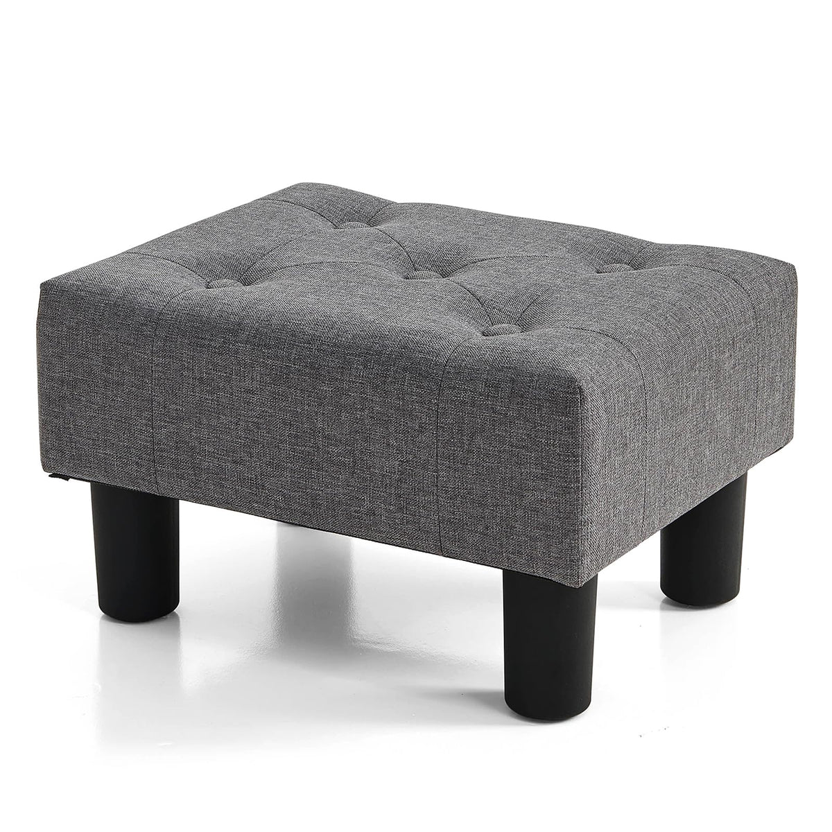 BRIAN & DANY Small Foot Stool, Linen Footstool with Legs, Footstools for Living Room, Ottoman Footrest Extra Seating for Entryway,Grey