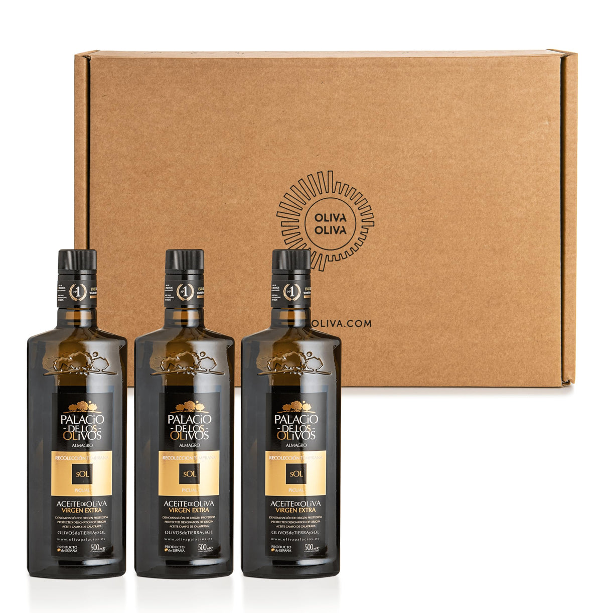 Palacio de Los Olivos - Picual Gourmet Extra Virgin Olive Oil - Cold Pressed, Early Harvest - Pack 3 Bottles of 500ml
