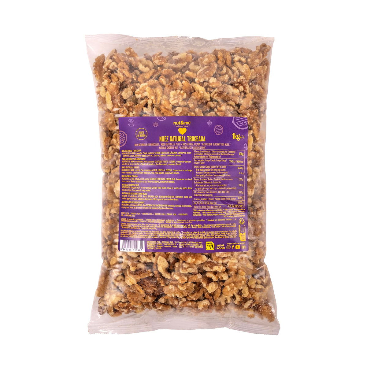 nut&me Walnuts 1kg | 100% Natural | Large pieces | High in fiber | Keto | Vegan | Perfect snack or for cooking