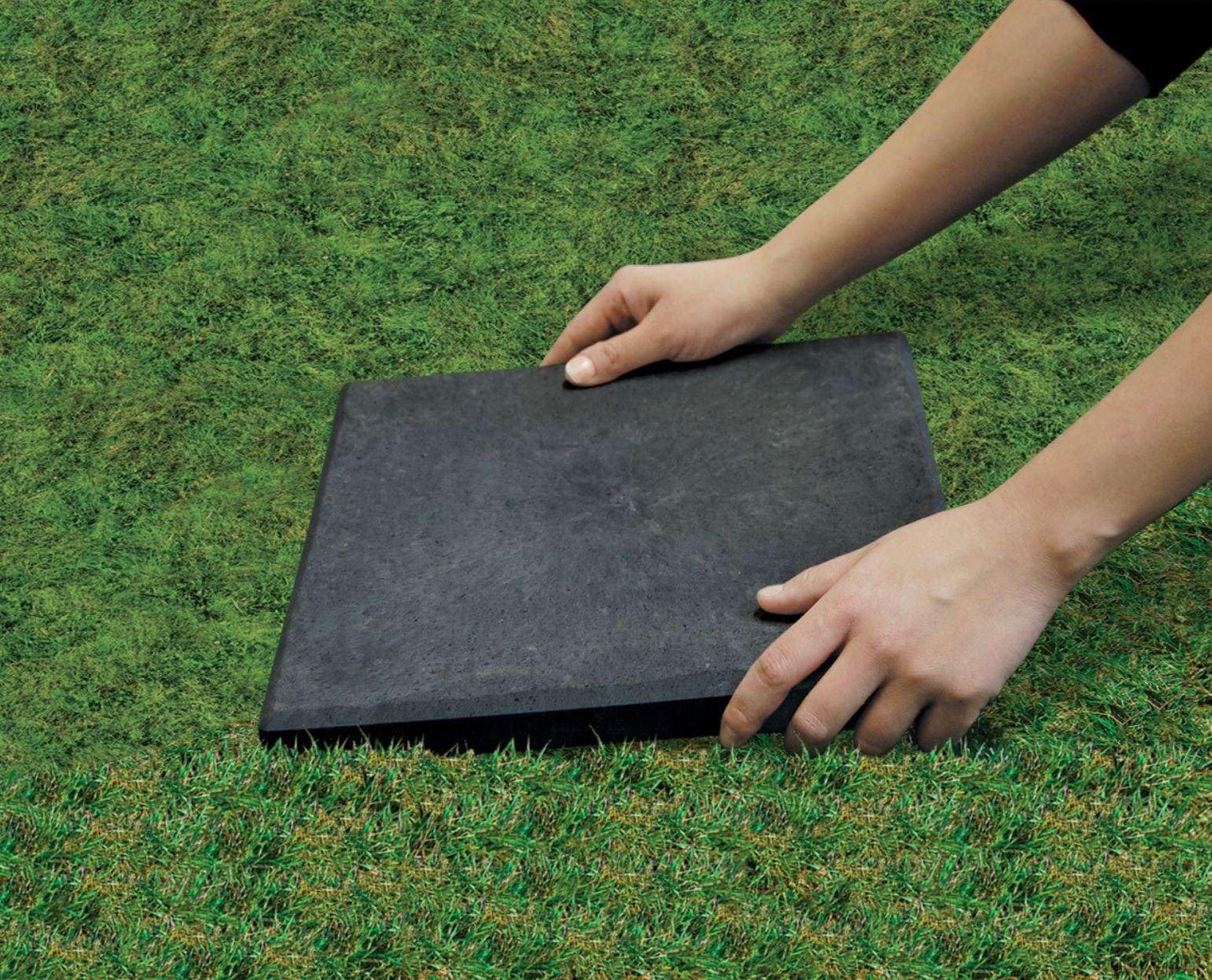 Nicoman Marble Effect 30x30x2.5cm Square Stomp Stone Recycled Rubber Steps Hard Wearing Heavy Duty Outdoor Pathway Tiles- (Graphite, Set of 10)