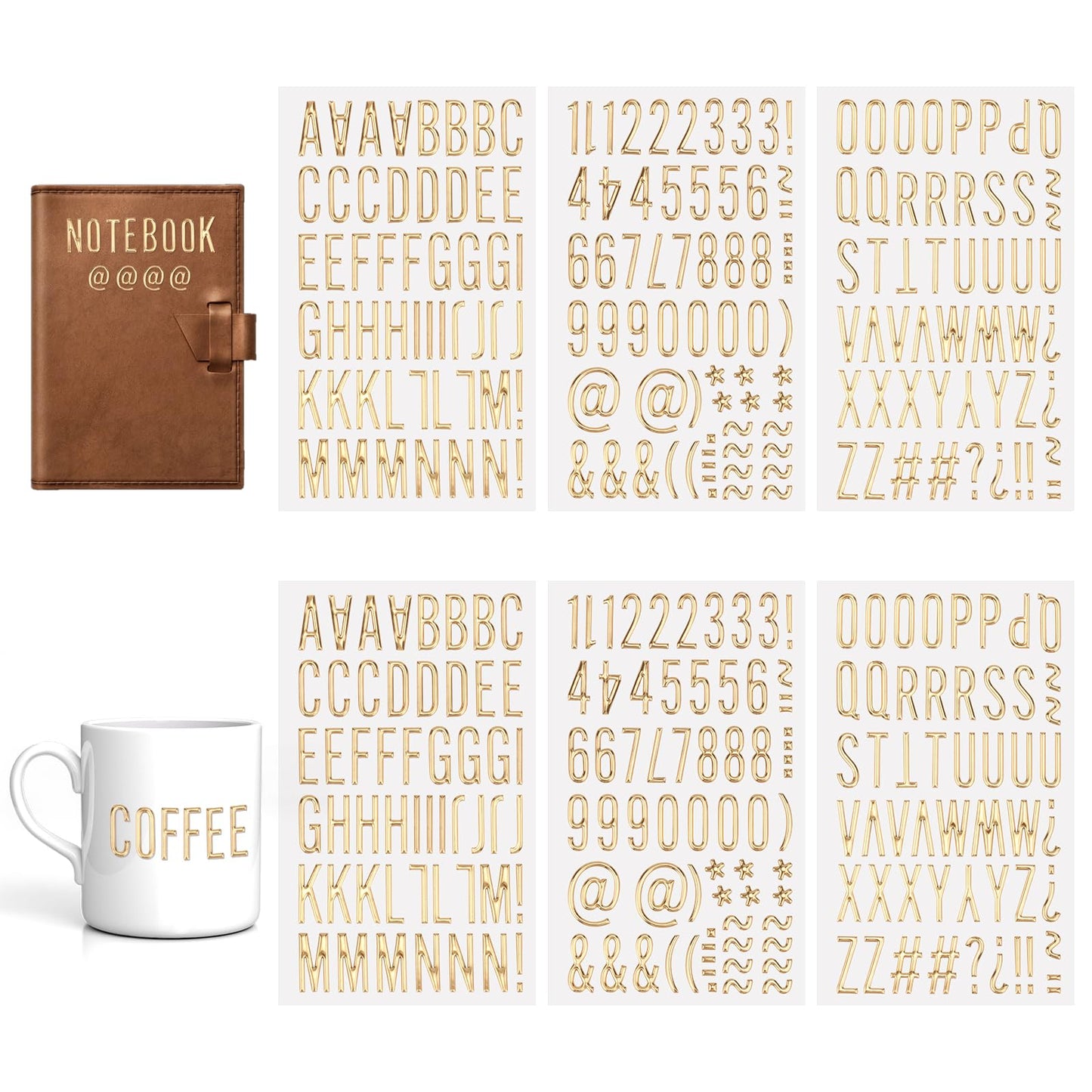 6 Sheets 1 Inch 3D Foam Self Adhesive Letter & Number Stickers - Gold Puffy Alphabet & Capital Letter Stickers for DIY Crafts, Scrapbooking & Poster