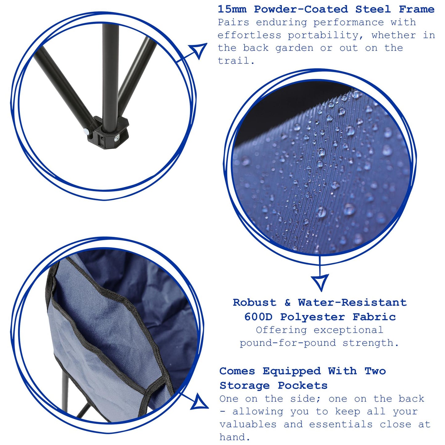 Premium Folding Camping Chair with Pockets & Carry Bag