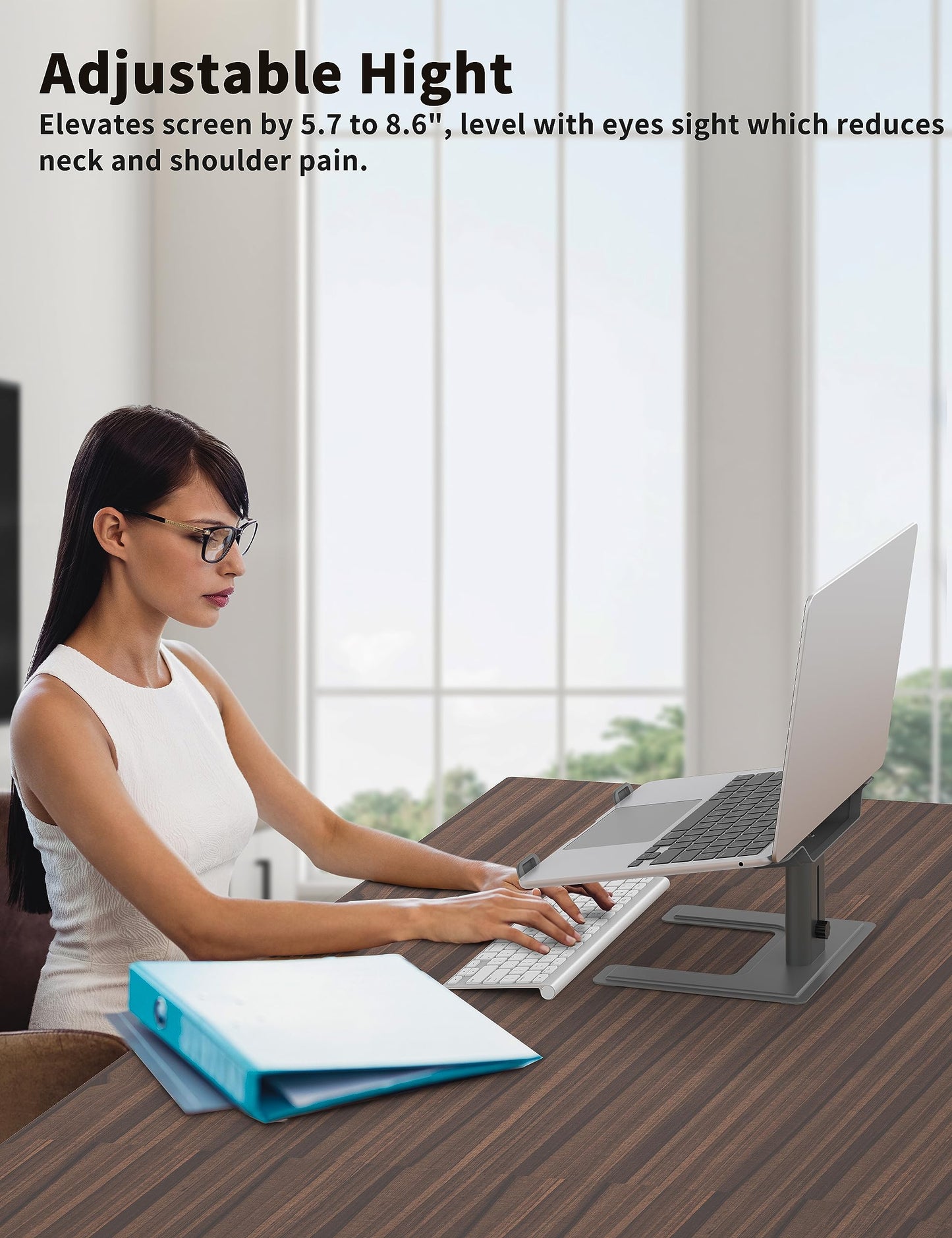 ALASHI Laptop Stand for Desk, Computer Stand Adjustable Height, Ergonomic Notebook Laptop Riser