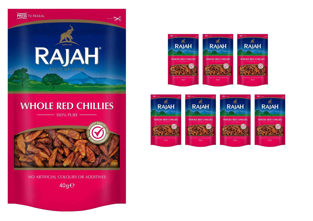 RAJAH TASTE OF HOME SINCE 1931 Rajah Spices Whole Red Chillies | Red Chilli | Hot Whole Chilli | Dried Chillies | Marchu | Mirch | Lonka | Vattal |
