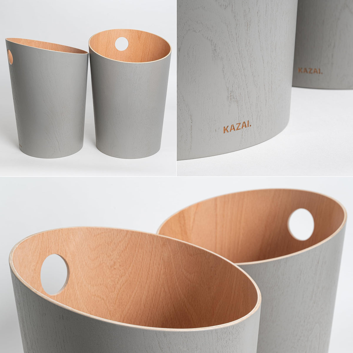 Kazai. Design Paper Bin 'Bennet' | Unique Waste Paper Basket for Office, Bedroom, Children's Room, and More | Office Bin Made of Real Wood Veneer |