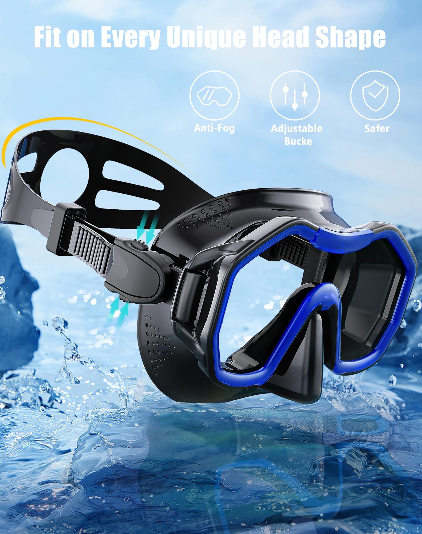 Lealinga Snorkel Set Adults 2Pack, Snorkel Mask Anti-Fog Panoramic View Diving Mask Dry Top Snorkel Kit with Travel Bag Diving Set for Snorkeling
