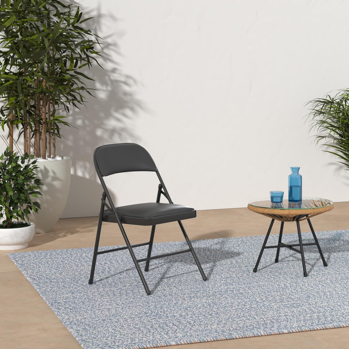 BOOSDEN Folding Chair, Foldable Chair, Set of 2, Faux Leather Fold Up Chair for Home, Office, Dining, Portable and Compact Metal Frame Folding Seat,