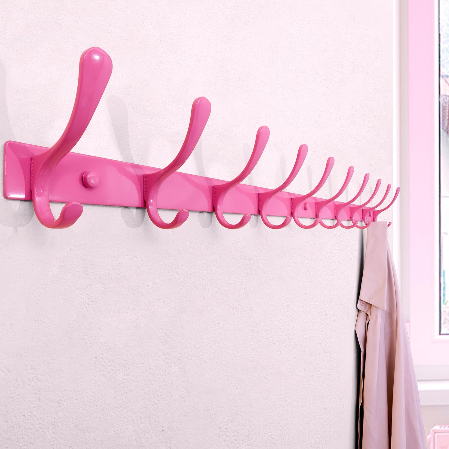 SKOLOO Coat Rack Wall Mounted - 10 Hooks, Pack of 2, Heavy Duty, Stainless Steel, Metal Wall Coat Hanger, Sturdy Wall Hooks for Hanging Coat, Jacket