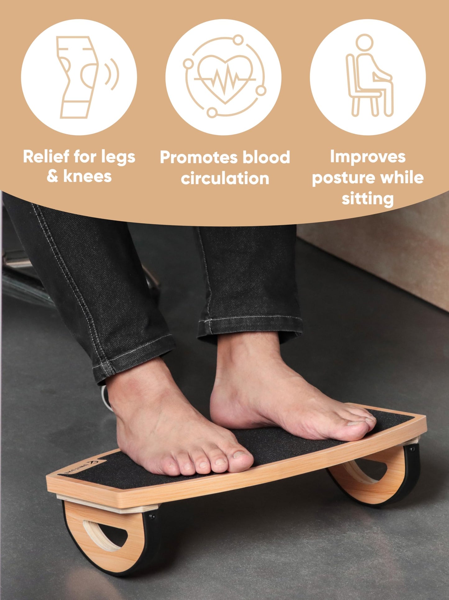 UNITURE Wooden Foot Rest Under Desk [for Better Sitting Posture] Office Footrest, Leg Rest, Foot Stall, Under Desk Foot Rest