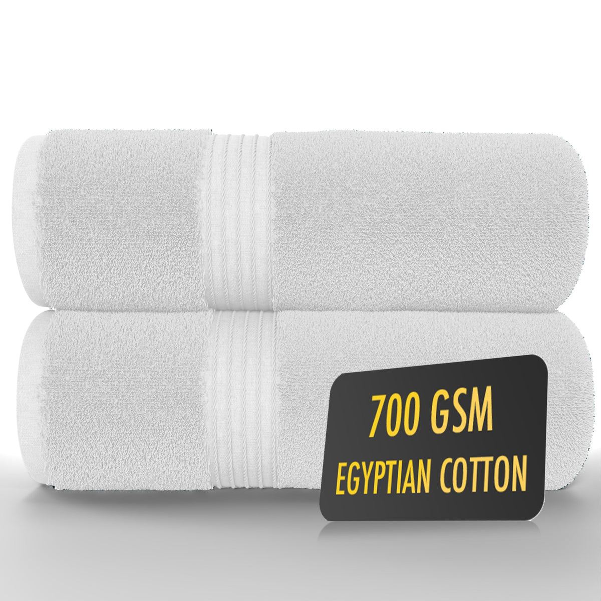ALSAP White Bath Towels Set Of 2 (130x70cm) ? 700 GSM Super Absorbent Egyptian Cotton Bath Sheets ? Hotel Quality Quick Dry Bathroom Towels for Home,