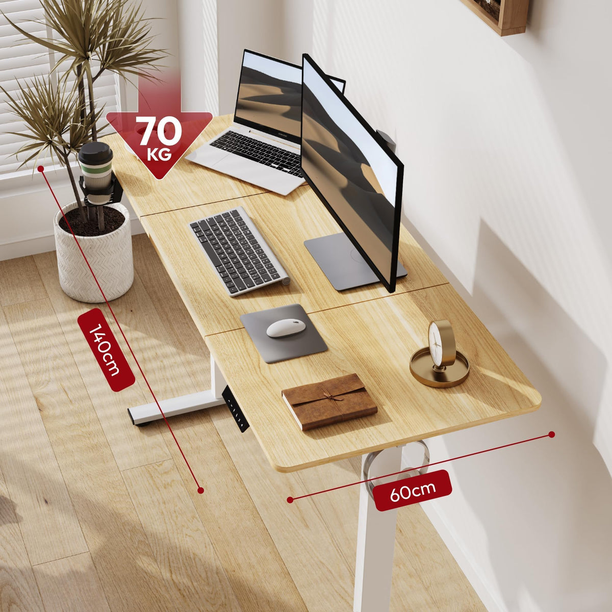 SANODESK 140 * 60 Electric Standing Desk Height Adjustable Standing Desk with Cable Management Tray Sit Stand Table Adjustable Desk Stand Up Desk