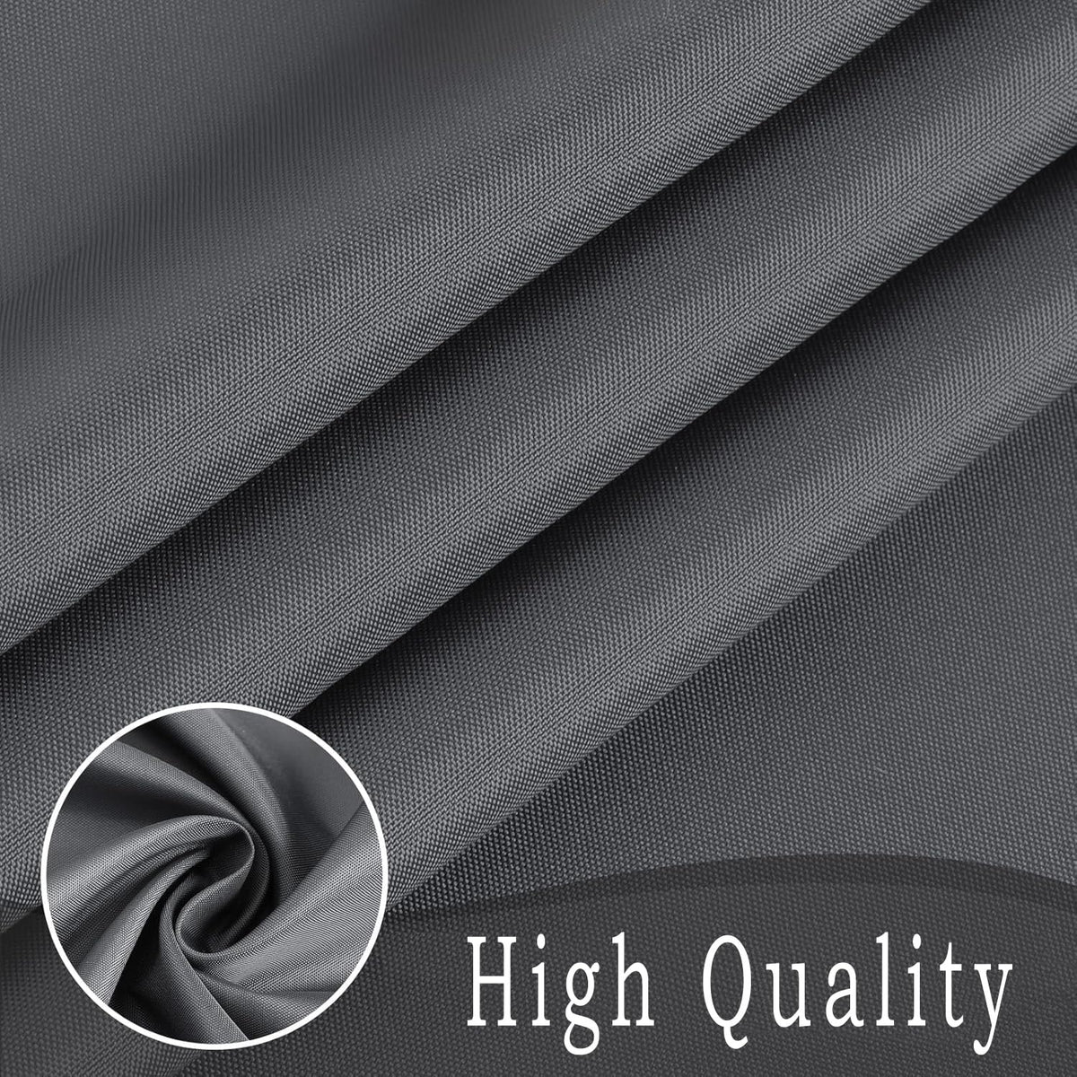 HOMTRYLIC Dark Grey Shower Curtain W200 x L220cm Plain Fabric Shower Curtain for Bathroom Water Repellent Extra Long Bath Shower Curtain Set with 12