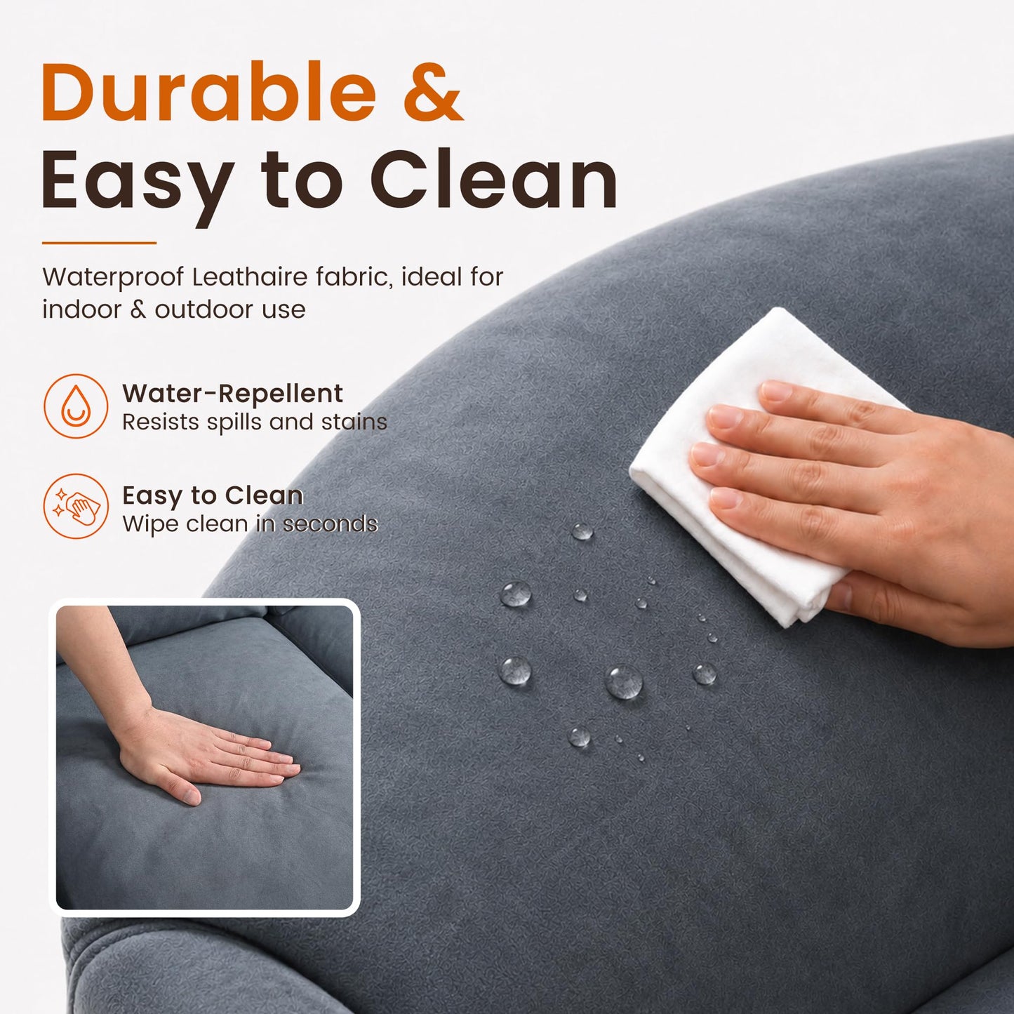 Pamapic Bean Bag, Bean Bag Chair Indoor Outdoor Weather Resistant, Large Beanbag Sofa with Footstool, BeanBag Adult with FIlling Included