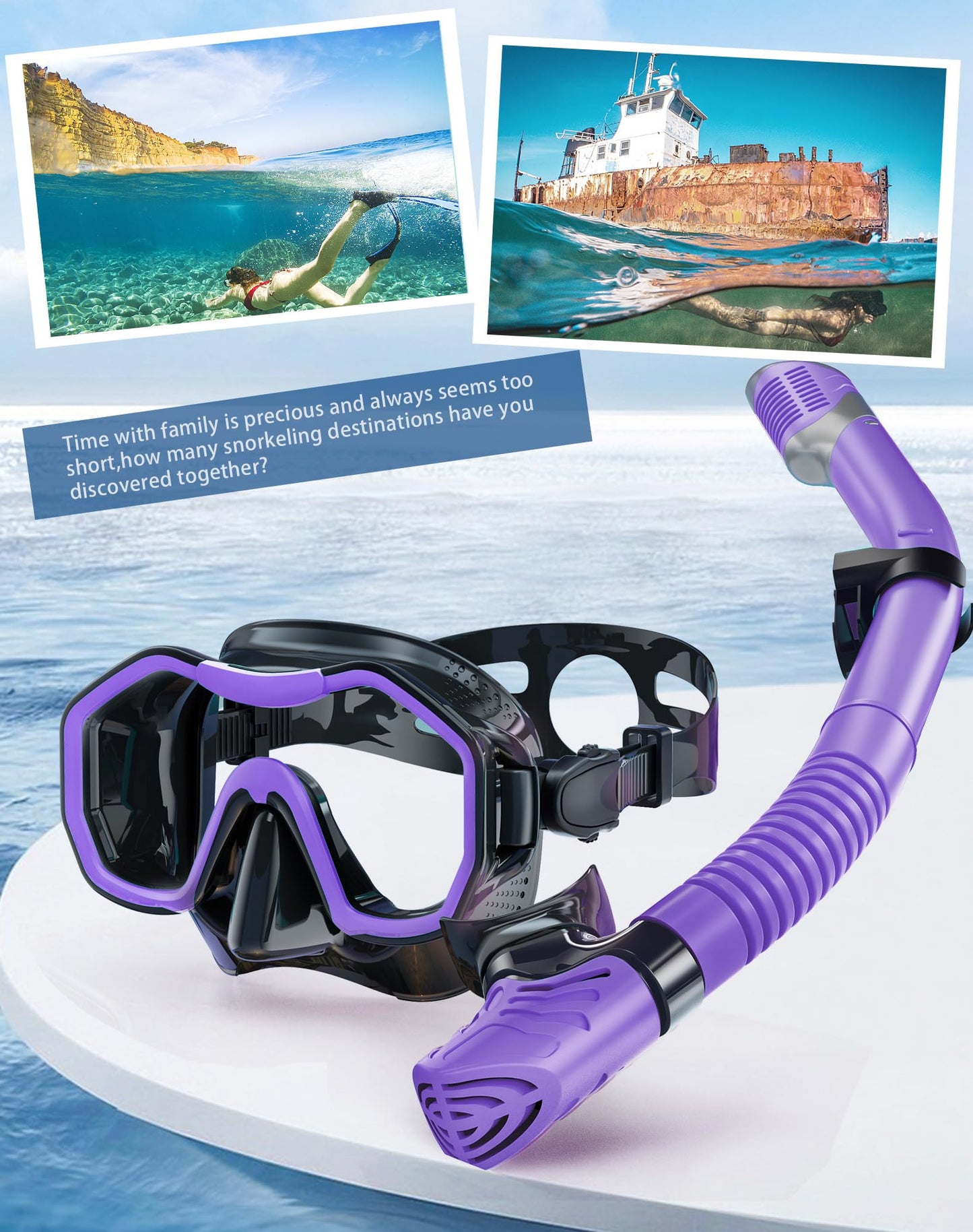 Lealinga Snorkel Set Adults 2Pack, Snorkel Mask Anti-Fog Panoramic View Diving Mask Dry Top Snorkel Kit with Travel Bag Diving Set for Snorkeling