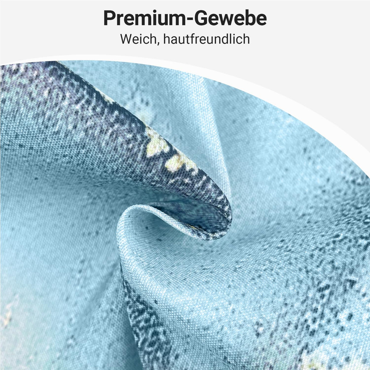 Lerores Shower Curtain, 180 x 180 cm, Light Blue Marble, Weighted Hem, Anti-Mould, Water-Repellent