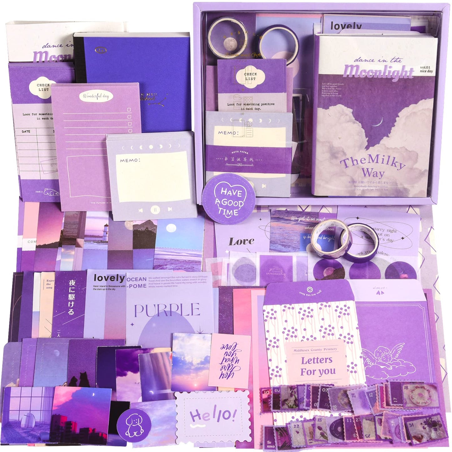 OFFIGIFT Scrapbooking Supplies Kit, 351pcs Bullet Junk Journal Kit with Journaling Supplies Aesthetic Scrapbook Paper A6 Grid Notebook, Scrapbook Kit,