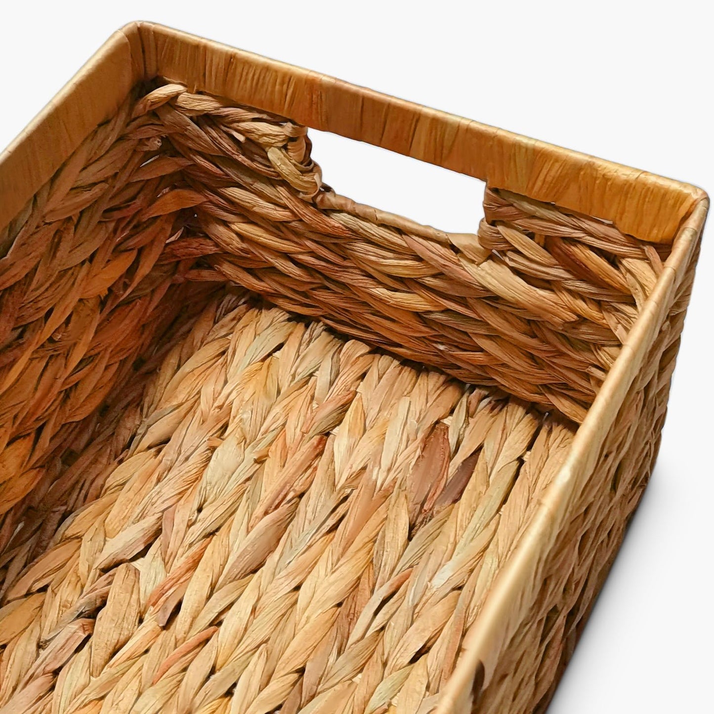 Happy Fox Woven Wicker Basket, Large Toy Storage, 15.7 * 11.8 * 7.1in Water Hyacinth Basket for Organizing Bedroom and Bathroom Items (L)