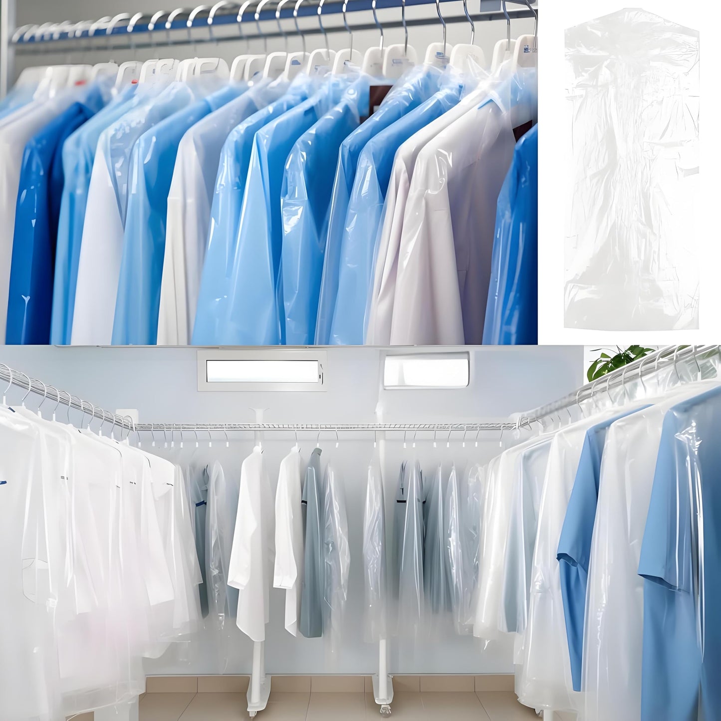 Plastic Clothes Covers, Clear Clothes Bags Hanging,Dress Bag,Garment Bags,Dust-proof Garment Protector Covers for Clothes Shirt Suit Jacket Suit