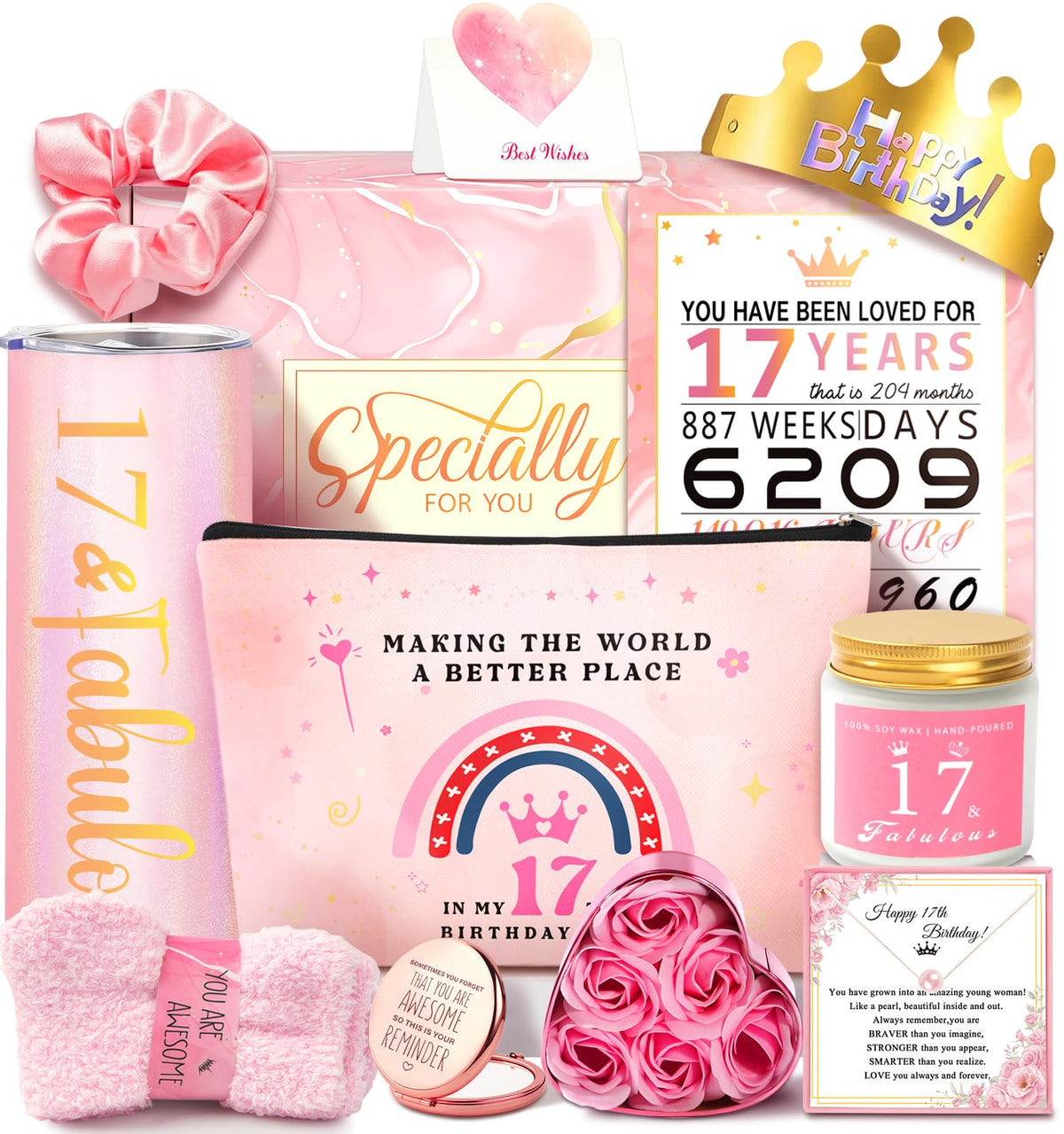 17th Birthday Gifts for Girls 17 Year Old Girl Birthday Gifts, Unique 17th Birthday Gifts for Daughter, Niece, Granddaughter, Girlfirend, Her, 17 &