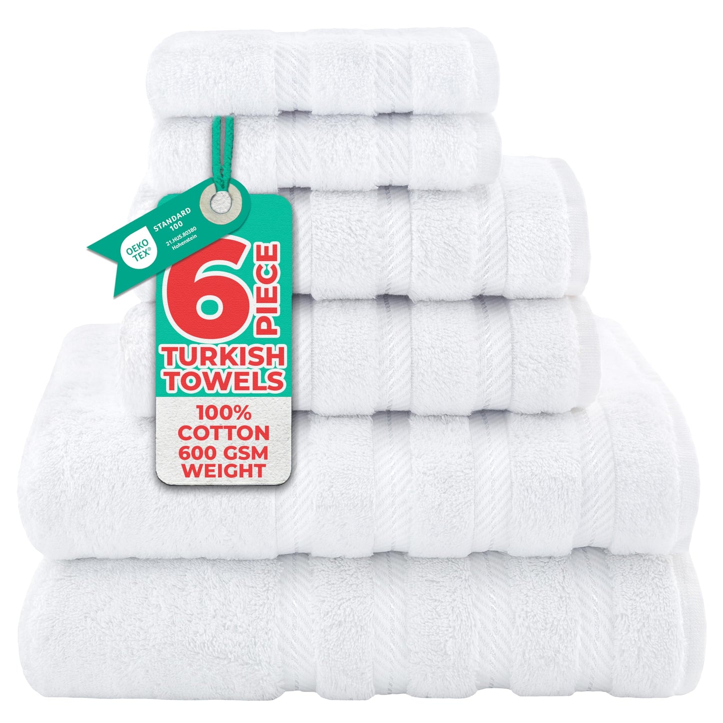American Soft Linen Premium, Luxury Hotel & Spa, 6 Piece Towel Set, 100% Genuine Turkish Cotton for Maximum Softness and Absorbency, [Worth $78.95]