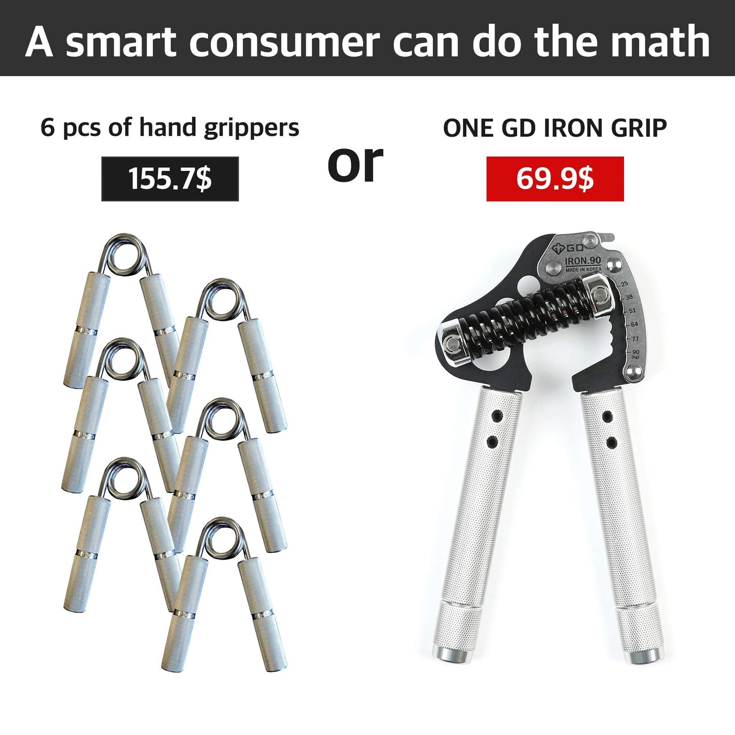 GD Iron Grip EXT 90 Hand Grip Strengthener Adjustable Hand Gripper (25 to 90kg) Hand Strength Trainer for Forearms, Wrist strengtheners Wrist Training