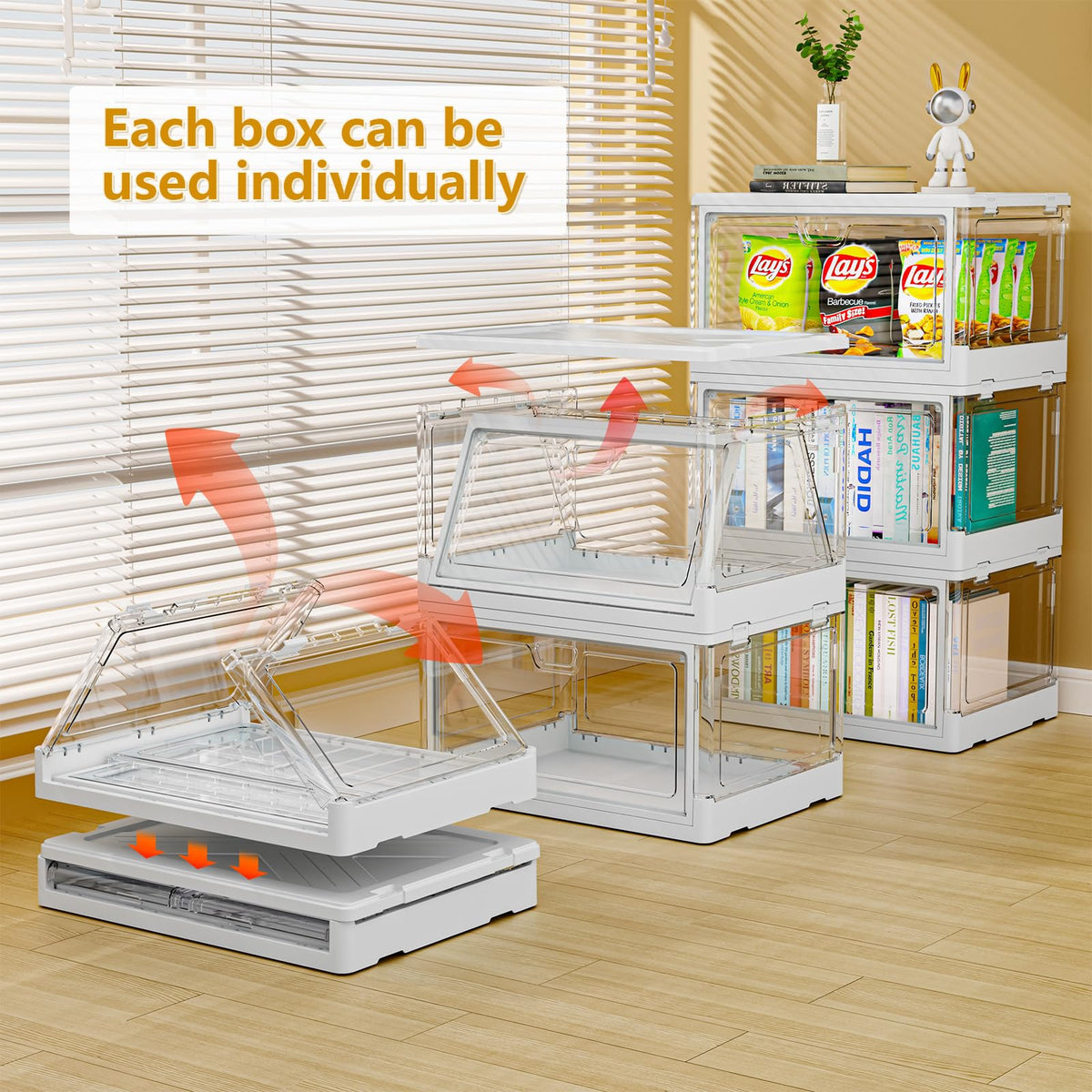 TidyTrove Storage Boxes with Lids - 25L*3 Plastic Storage Box with 3 Lids, Stackable Storage Boxes, Storage Drawers, Large Storage Box with Lids for