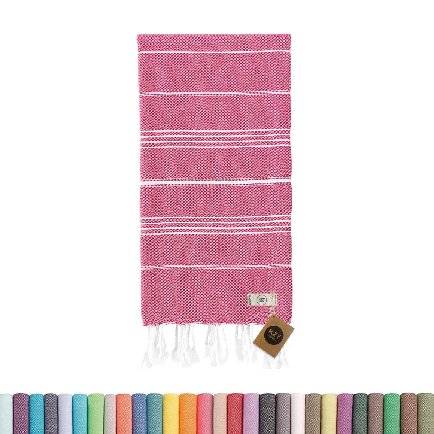 KZY LONDON Beach Towel - Large Turkish Beach Towels for Camping, Swimming, Bath, Gym - Quick Dry, Super Absorbent, Lightweight, Cotton 90x180cm Hammam