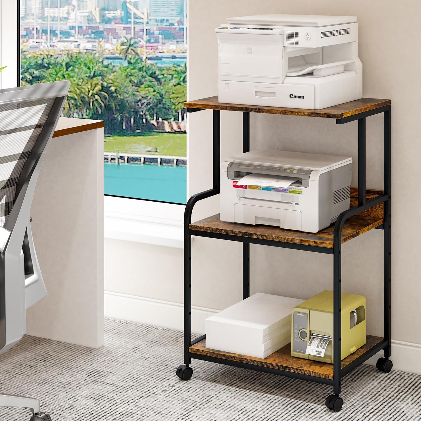 Garden 4 you Printer Stand Table with Storage,3d Printer Shelf,3-Tier Printer Organizer With Shelf and Wheels