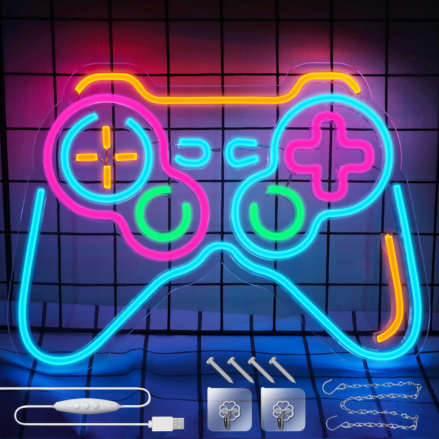 Eufrozy Dimmable Game Neon Sign, Acrylic Gaming LED Neon Light Sign, Bedroom Wall Decor Lights Powered by USB with Switch, for Kids, Boys, Gamers,